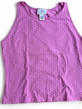 LOFT Pink Polka Dot Tank Top